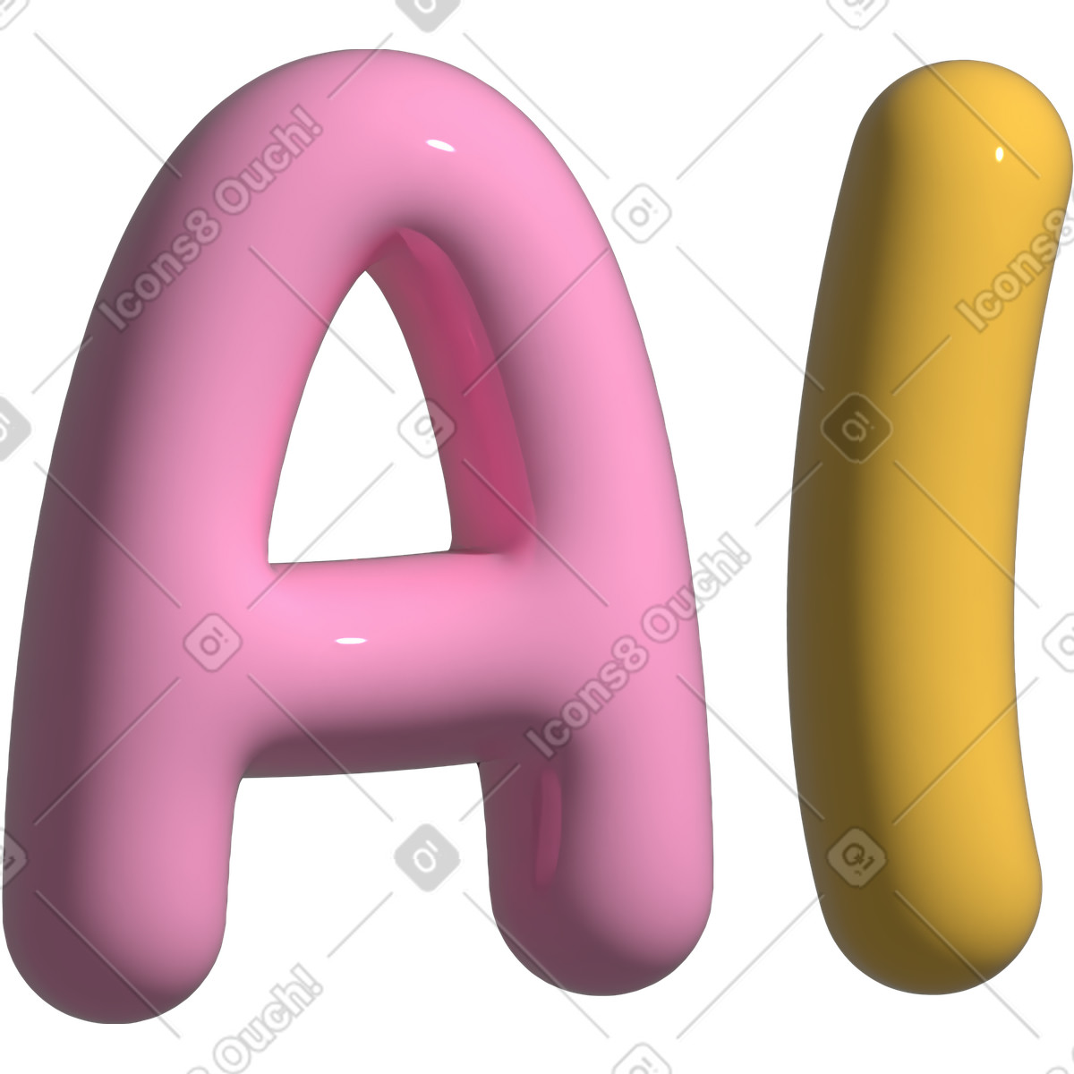 Ilustración Texto 3d ai en estilo Cartoony a descargar en PNG y SVG