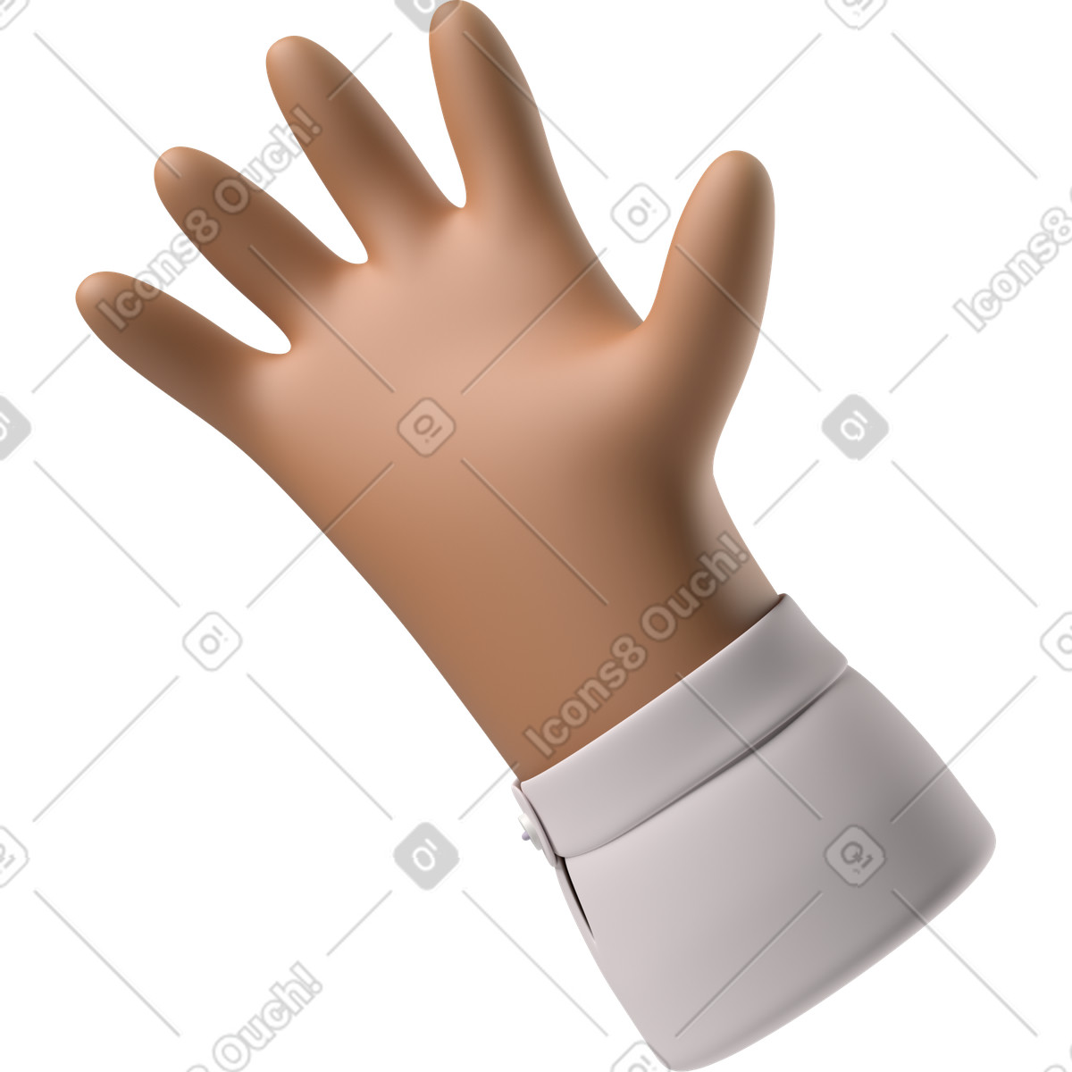 Ilustração de Mão pele morena acenando olá em no estilo 3D Hands Fun&Wild para baixar em PNG, SVG