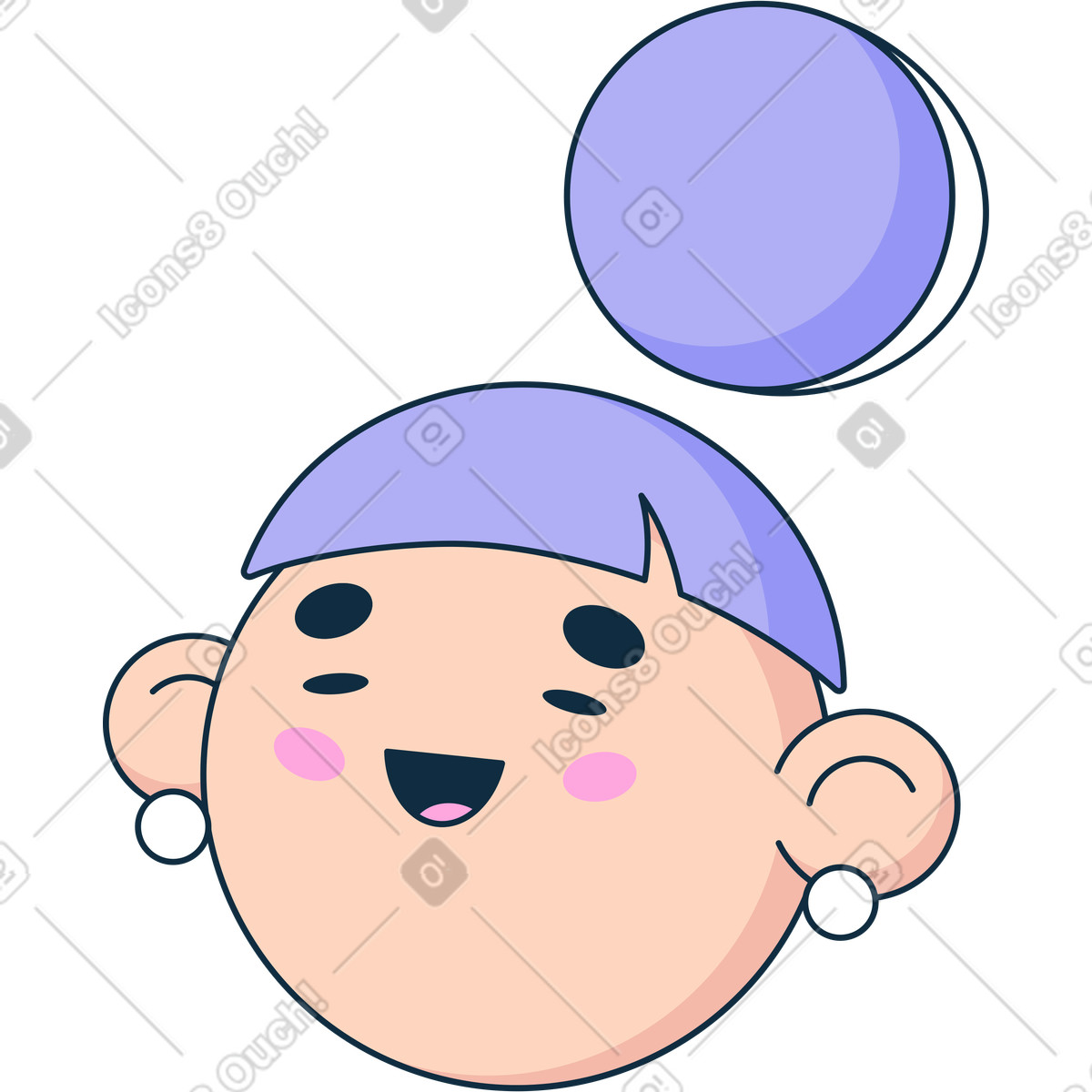 Sleep woman's head illustration in Bubble gum style download in PNG, SVG