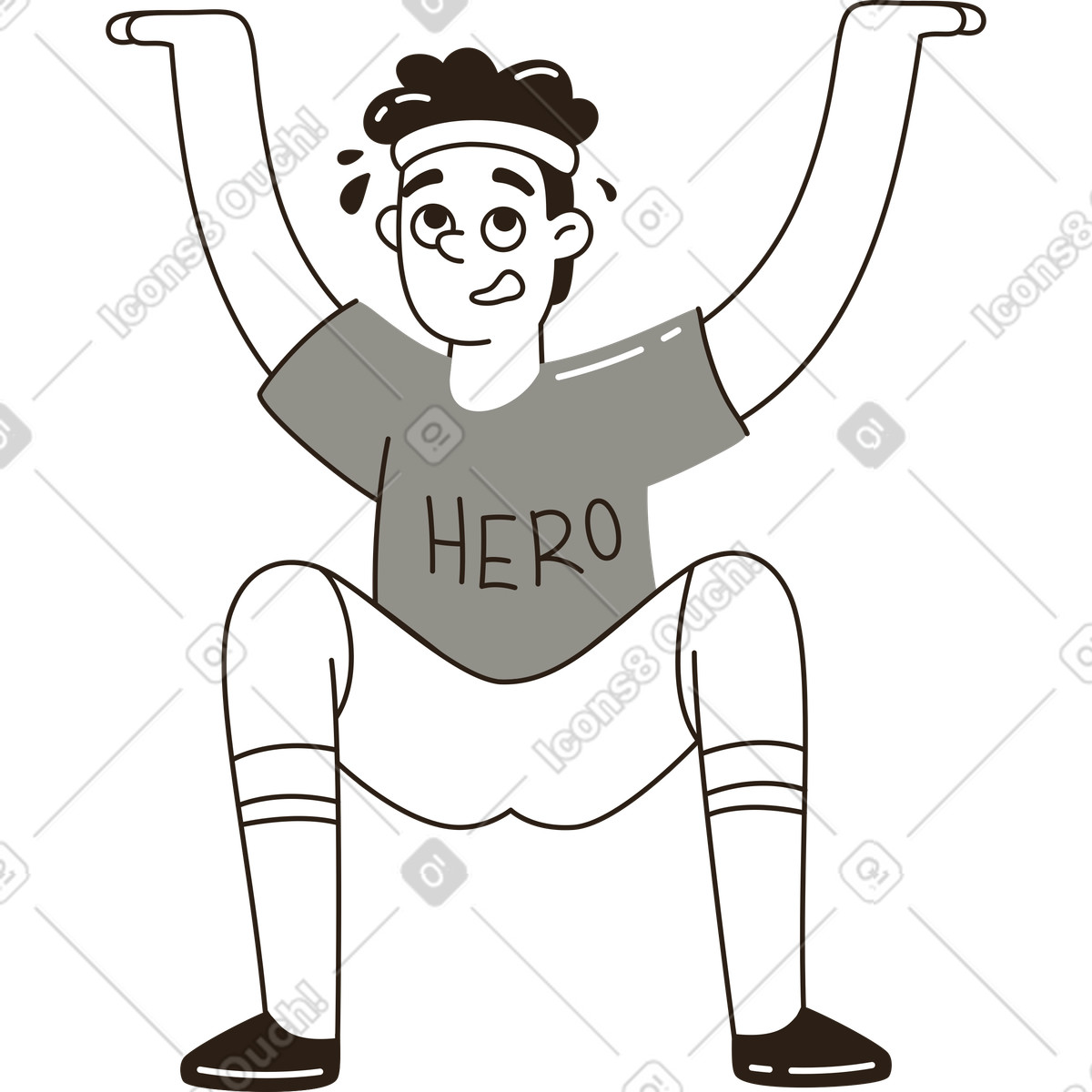 Person trägt helden-t-shirt und hält etwas-Illustration im Plain-Stil als Download in PNG, SVG