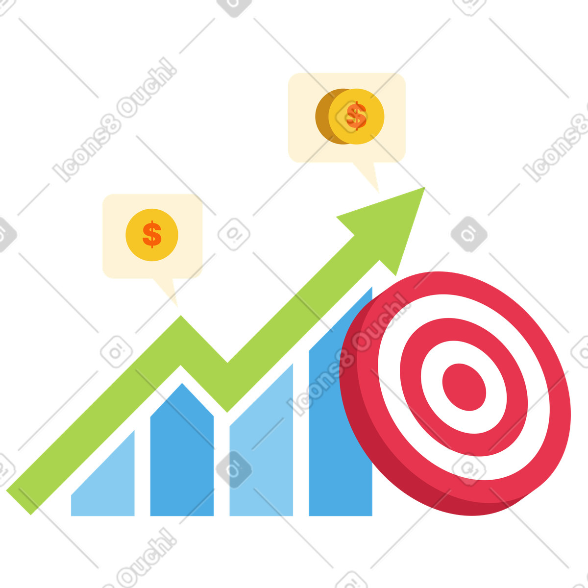 Ilustración Presentación de ventas y logro objetivos en estilo Catchy a descargar en PNG SVG