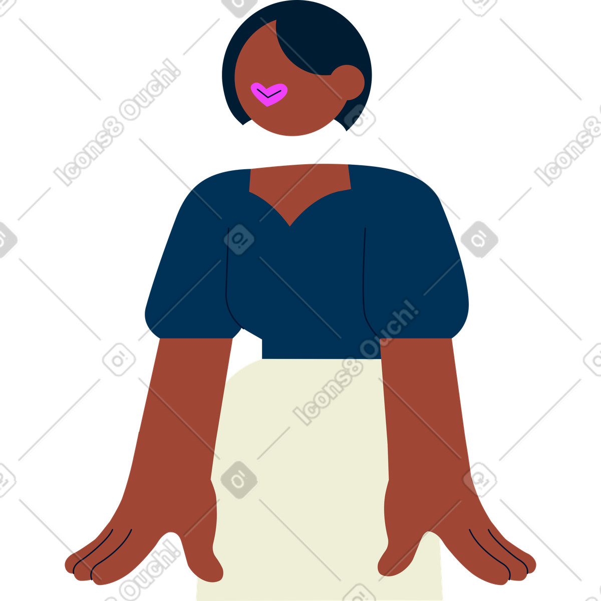 Ilustração de Mulher se inclina com as duas mãos em no estilo Cubes para baixar em PNG, SVG