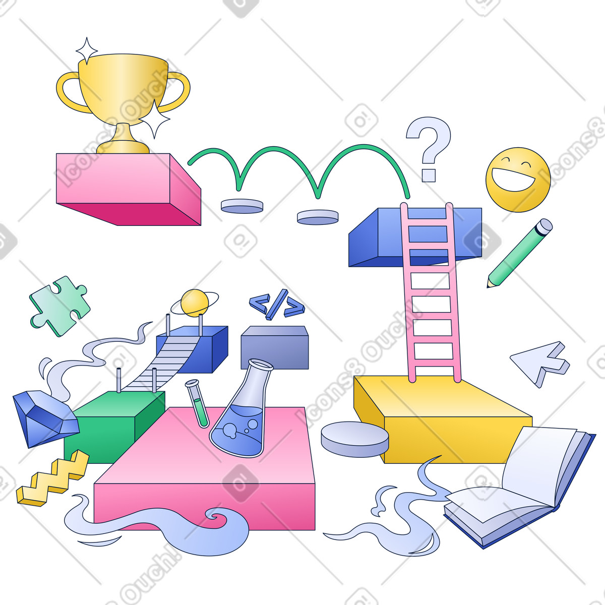 Ilustração de Gamificação na educação em PNG e SVG