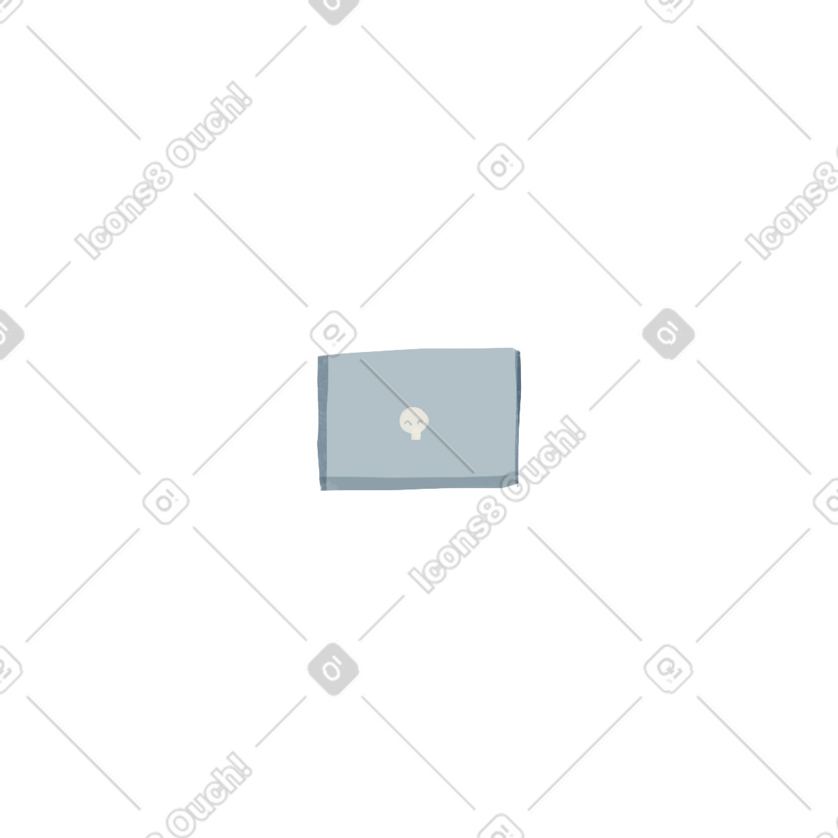 下载 Ikigai 风格的 Laptop with skull logo on lid for tech branding 插画，支持 PNG、SVG 格式