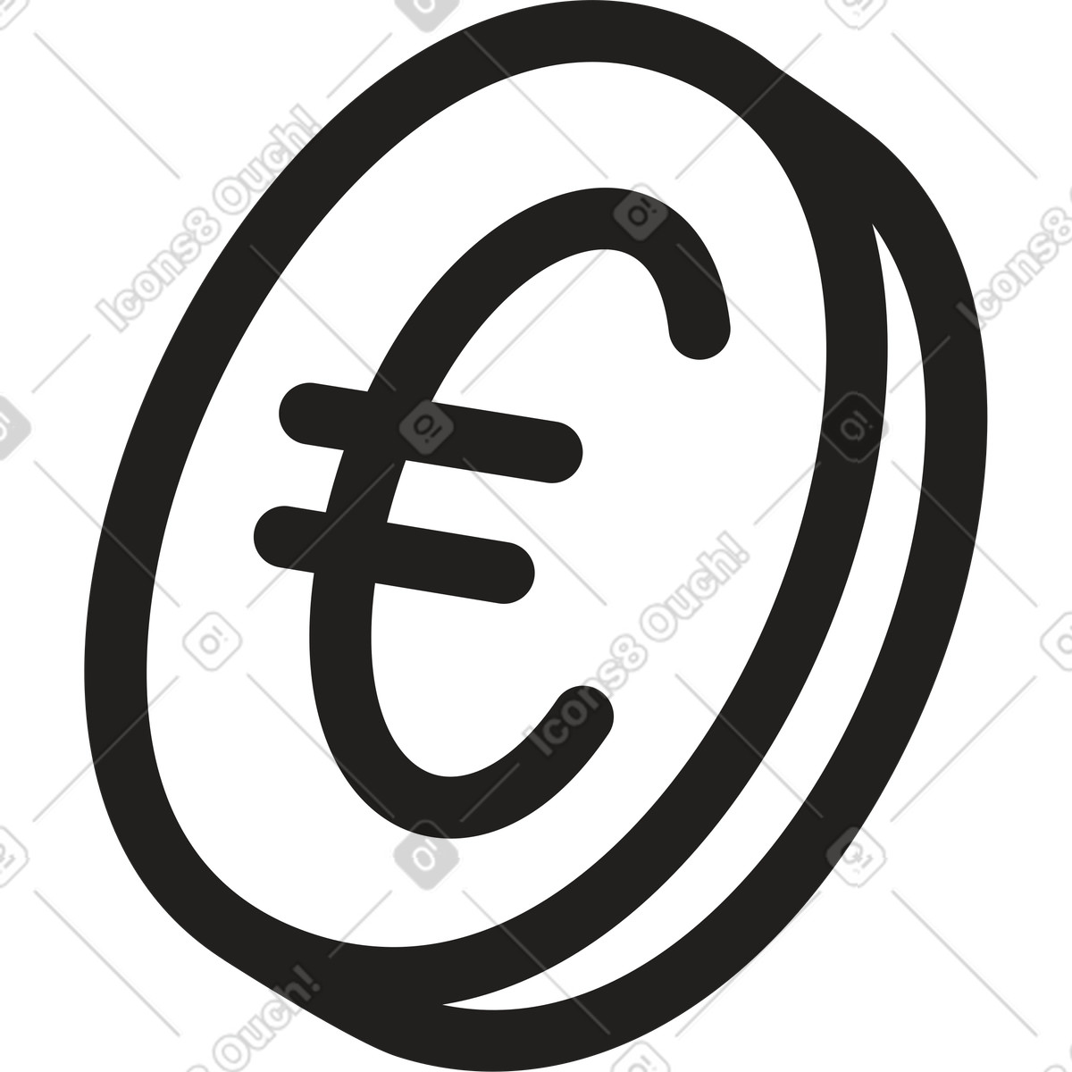 Moneta euro illustrazione in stile Little scarica in PNG, SVG