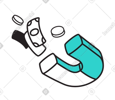 Magnet attracting money, growth of savings, attraction of investments PNG, SVG