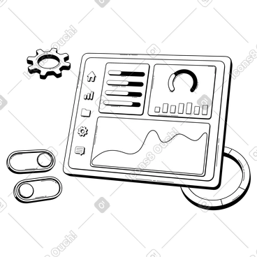 Ilustraciones vectoriales estilo 3D Techny Line en PNG y SVG
