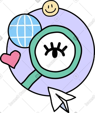 Searching the internet with a magnifying glass PNG, SVG