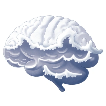 An ocean scene with waves and currents forming the outline of a brain