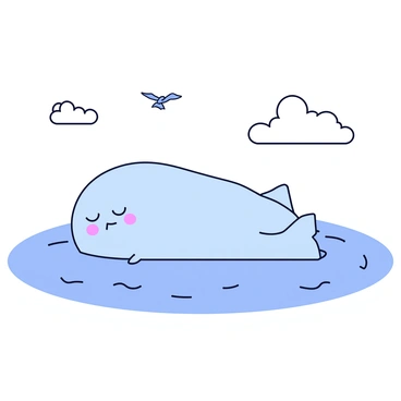 Icebergs depicted humorously as sleeping giants in a tranquil ocean scene