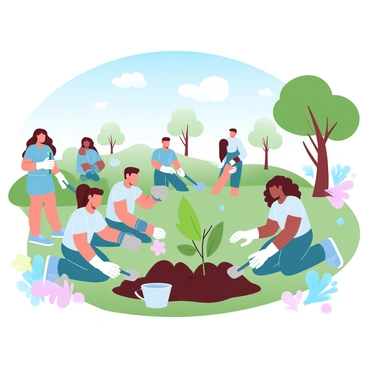 Community members planting trees in a local park