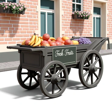 A historical fruit cart from the Victorian era with an old-fashioned charm