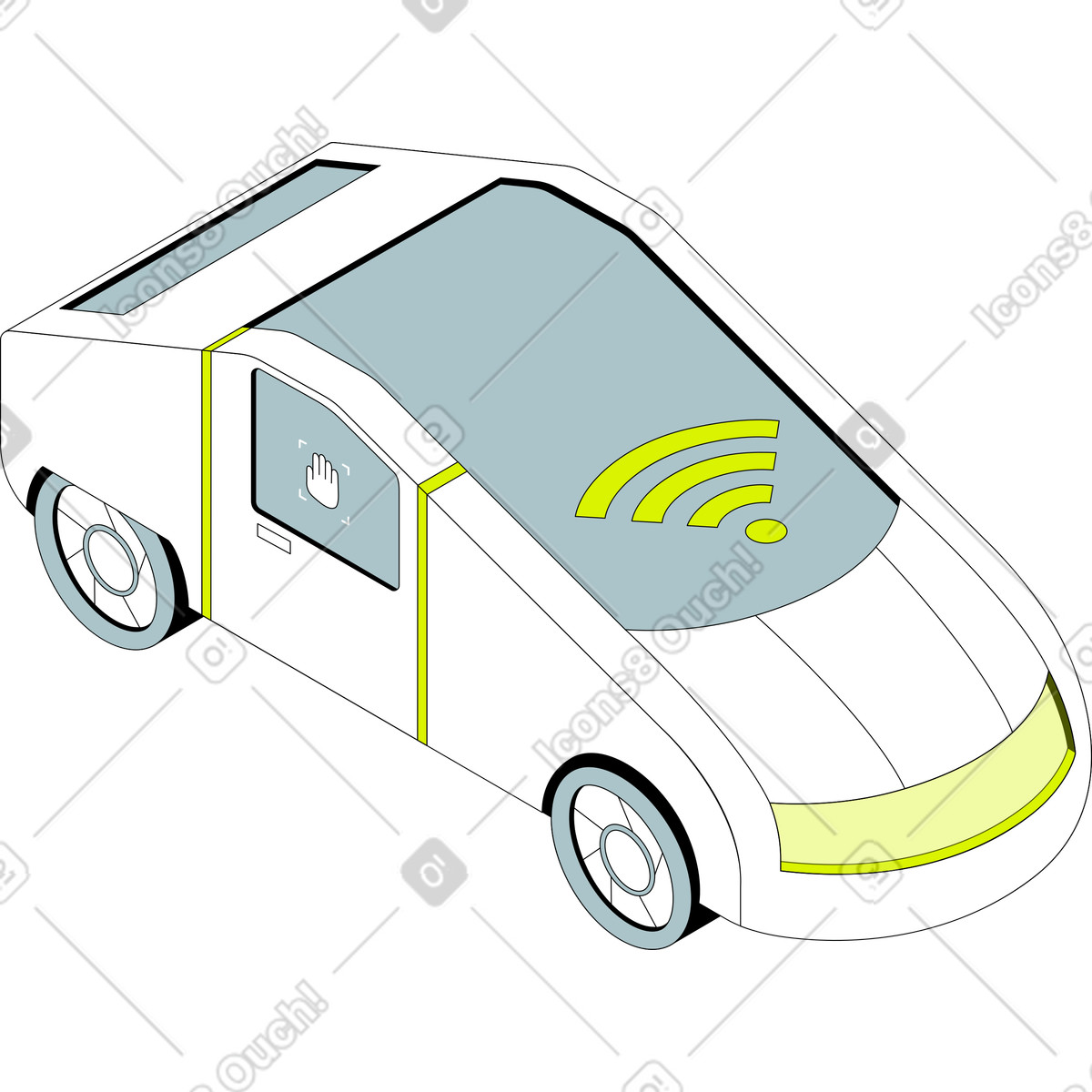 Self-driving car illustration in Isometric style download in PNG, SVG