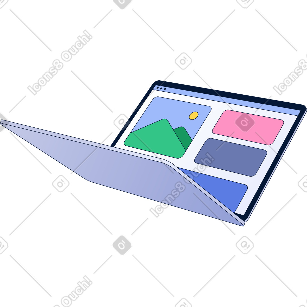 Laptop with interface illustration in PNG, SVG