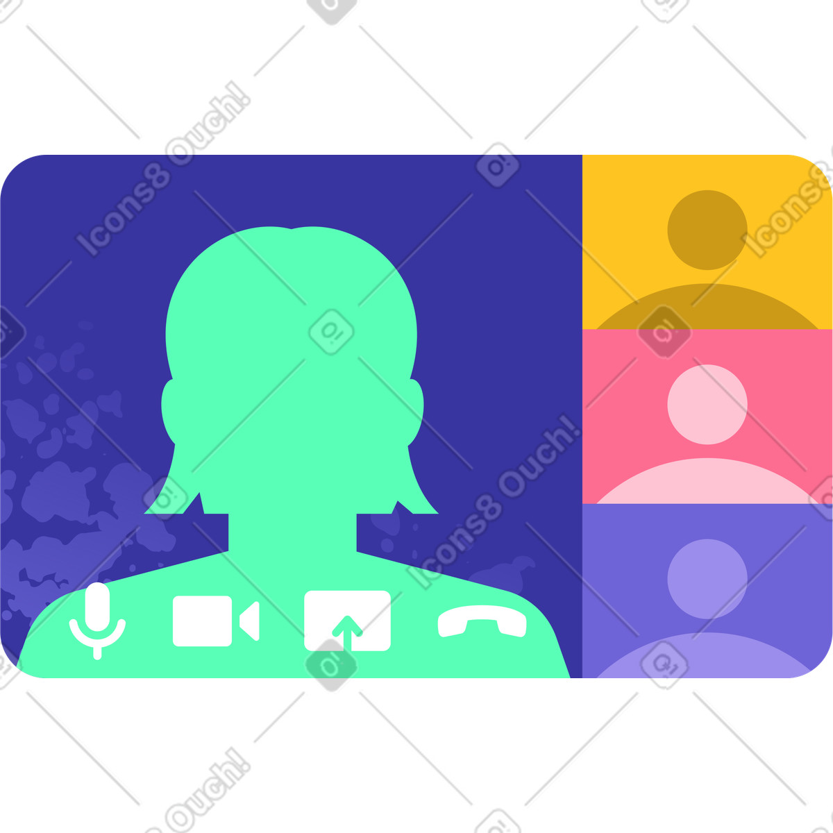 Online-teammeeting-Illustration im Bright-Stil als Download in PNG, SVG