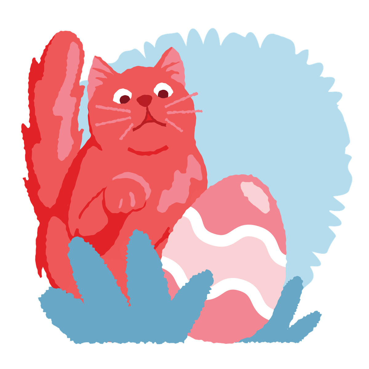 Cherry 스타일의 Cat looking at easter egg 일러스트레이션 PNG, SVG 다운로드