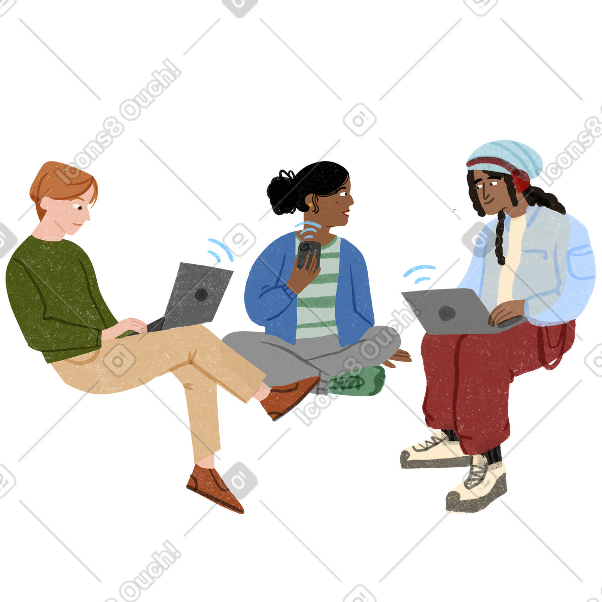 Public スタイルの 5gインターネット接続を使用している人々 のイラストをPNG、SVG形式でダウンロード