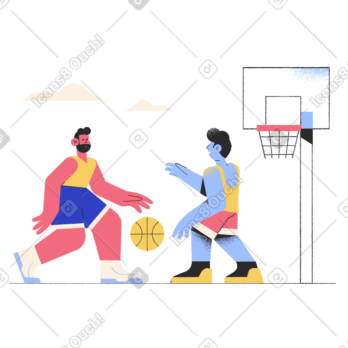 Pablo スタイルの バスケットボールをする男性 のイラストをPNG、SVG形式でダウンロード