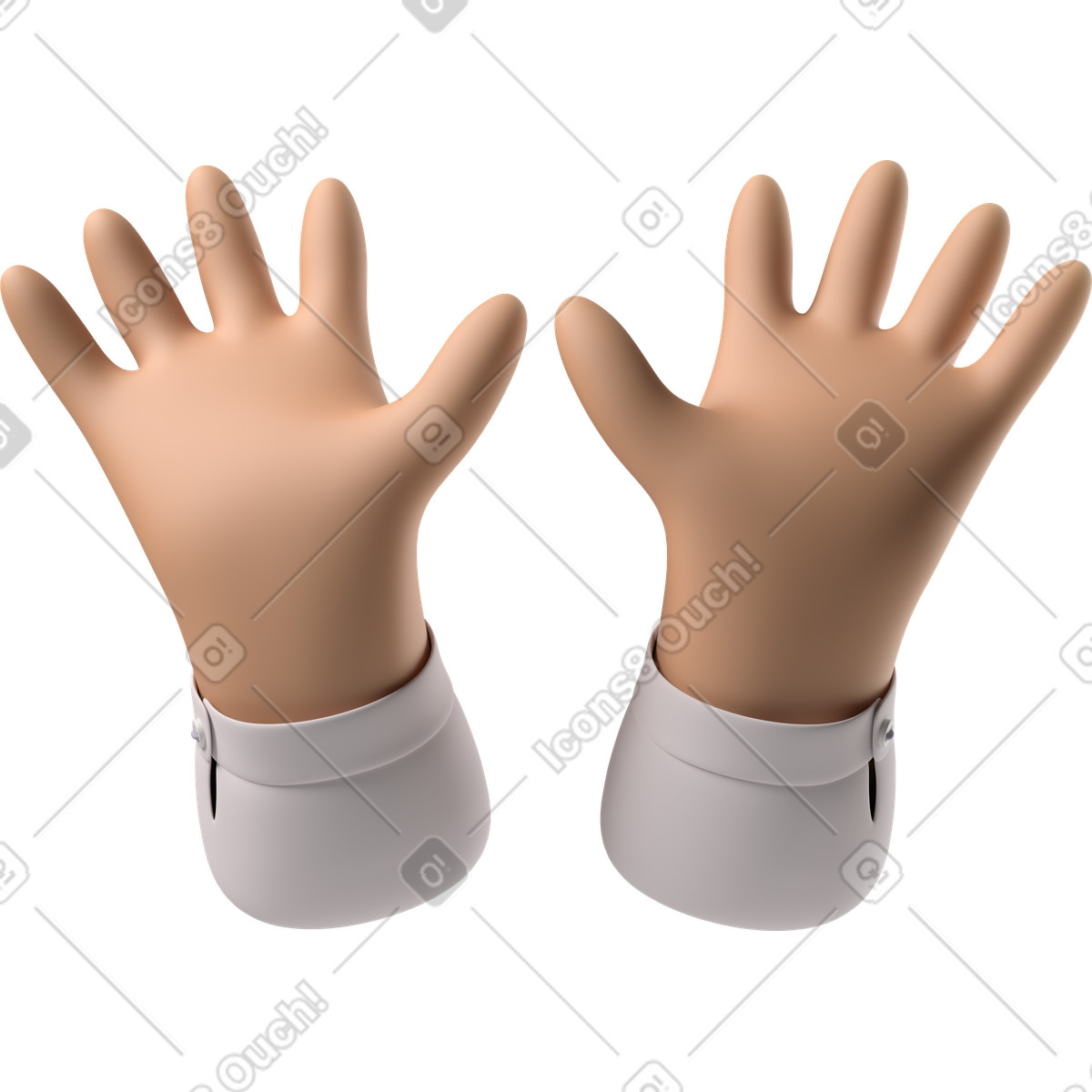 Aprire le mani con la pelle abbronzata illustrazione in stile 3D Hands Fun&Wild scarica in PNG, SVG