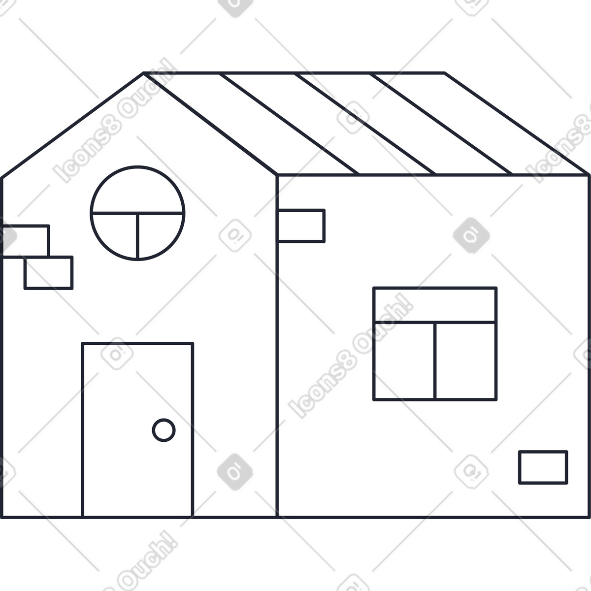 Haus-Illustration im Pablita-Stil als Download in PNG, SVG