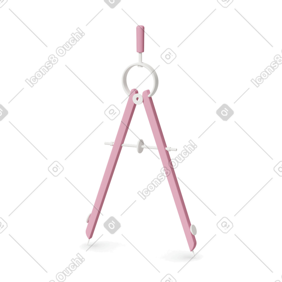 Pink divider tool illustration in 3D Casual life style download in PNG, SVG