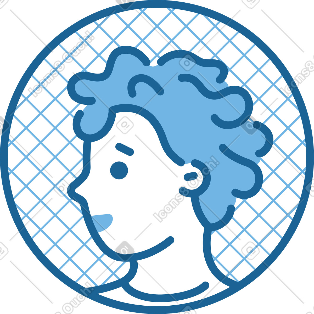 Mann avatar symbol blau seitenansicht-Illustration im Natty-Stil als Download in PNG, SVG