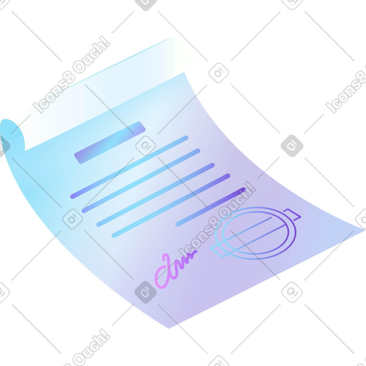 Signed and sealed contract illustration in Isotech style download in PNG, SVG