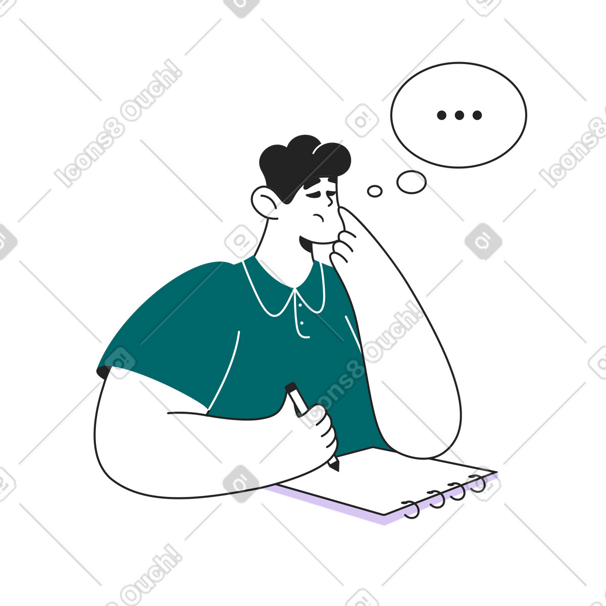 Thinking with empty list, Idea generation or goal setting illustration in PNG, SVG