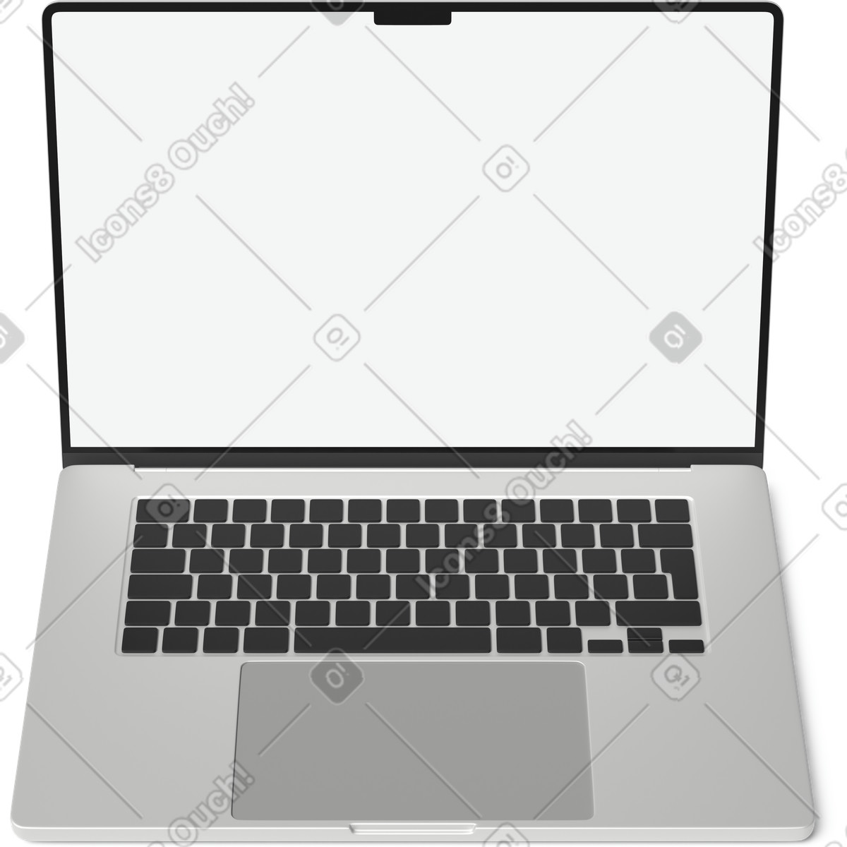 Top view of white screen laptop-Illustration im 3D Business-Stil als Download in PNG, SVG