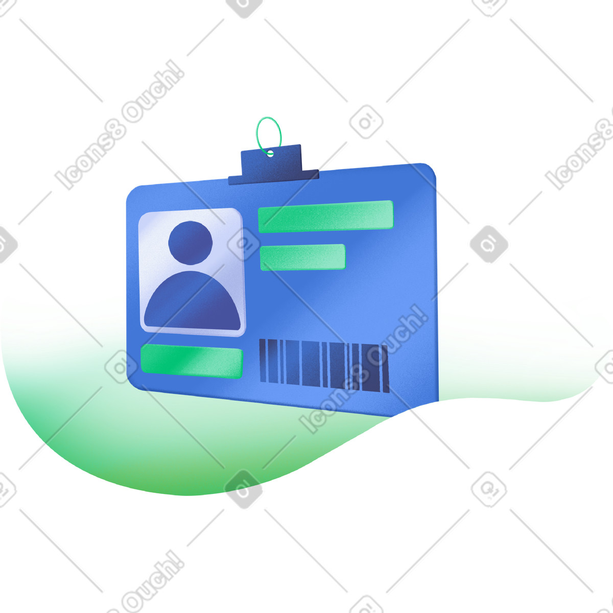Smart スタイルの Blue id card on green background のイラストをPNG、SVG形式でダウンロード