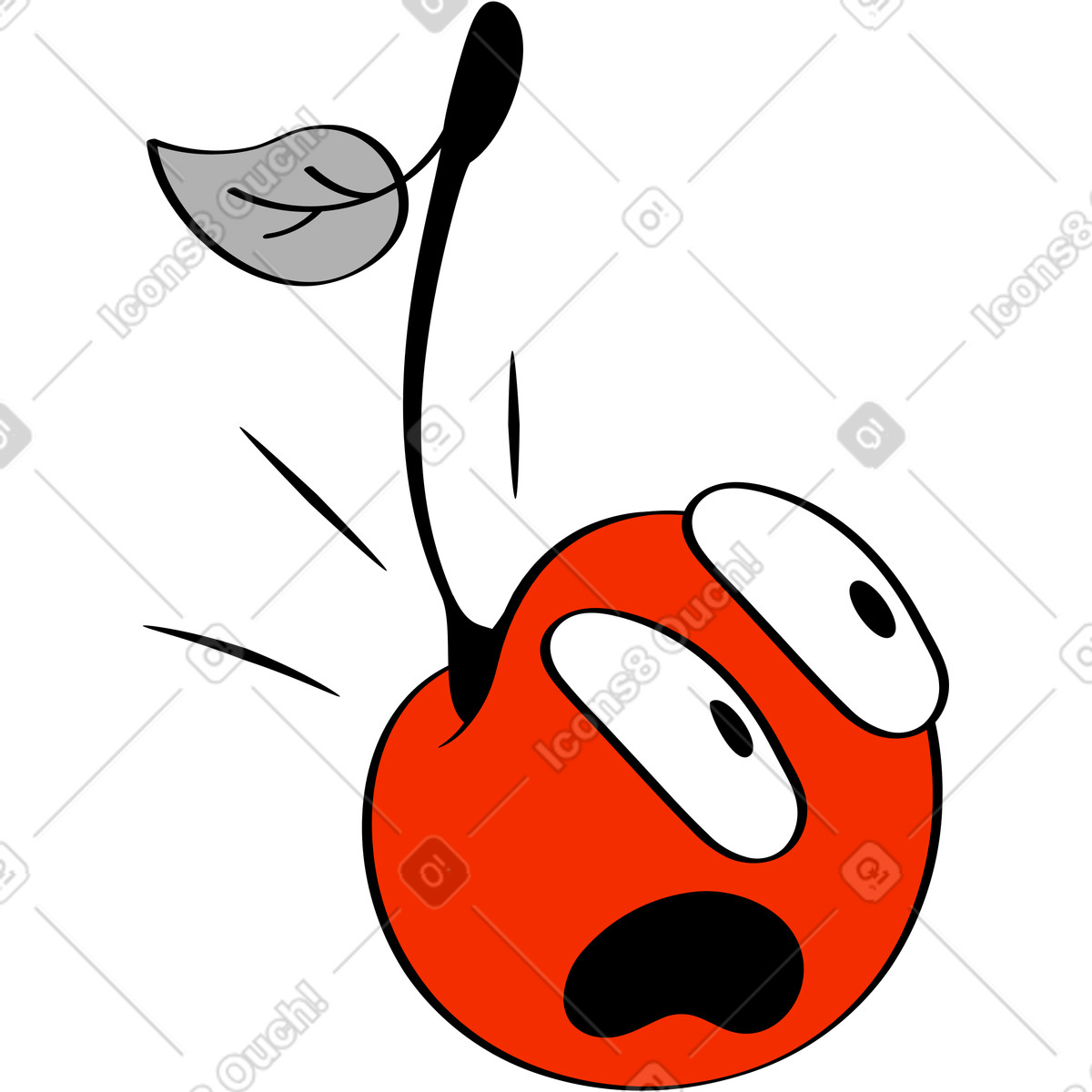 Cherry illustration in Looney style download in PNG, SVG