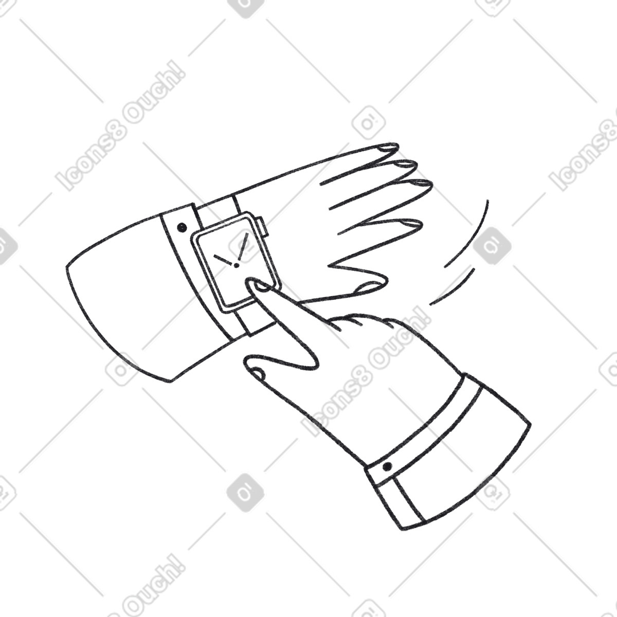 下载 Bonbon Line 风格的 指针指向手表 插画，支持 PNG、SVG 格式