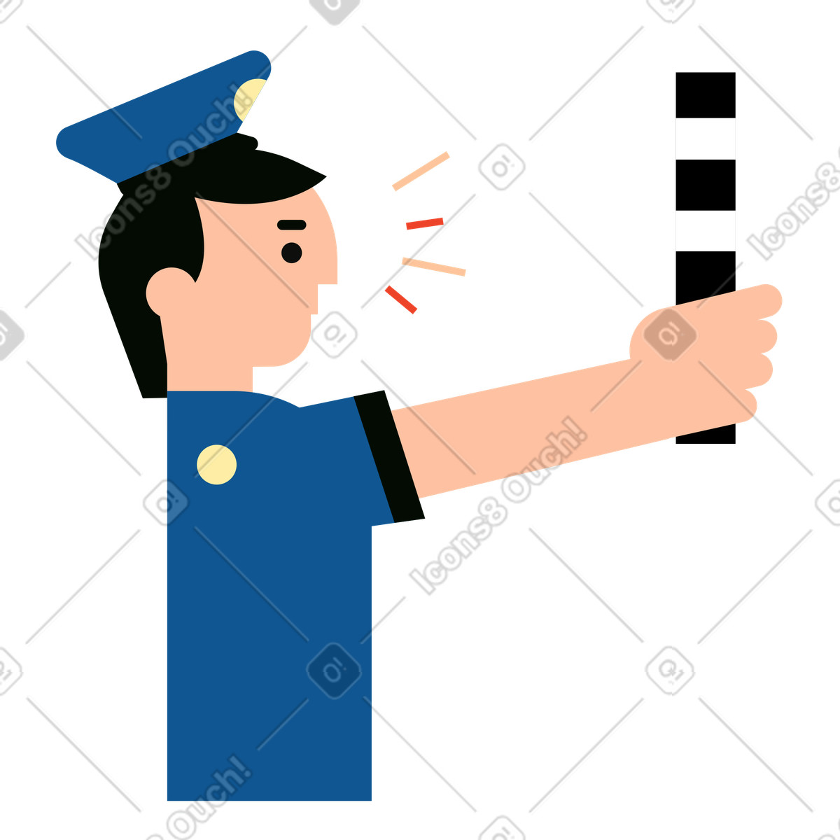 Poliziotto illustrazione animata in stile Polar scaricabile in GIF, Lottie (JSON), AE