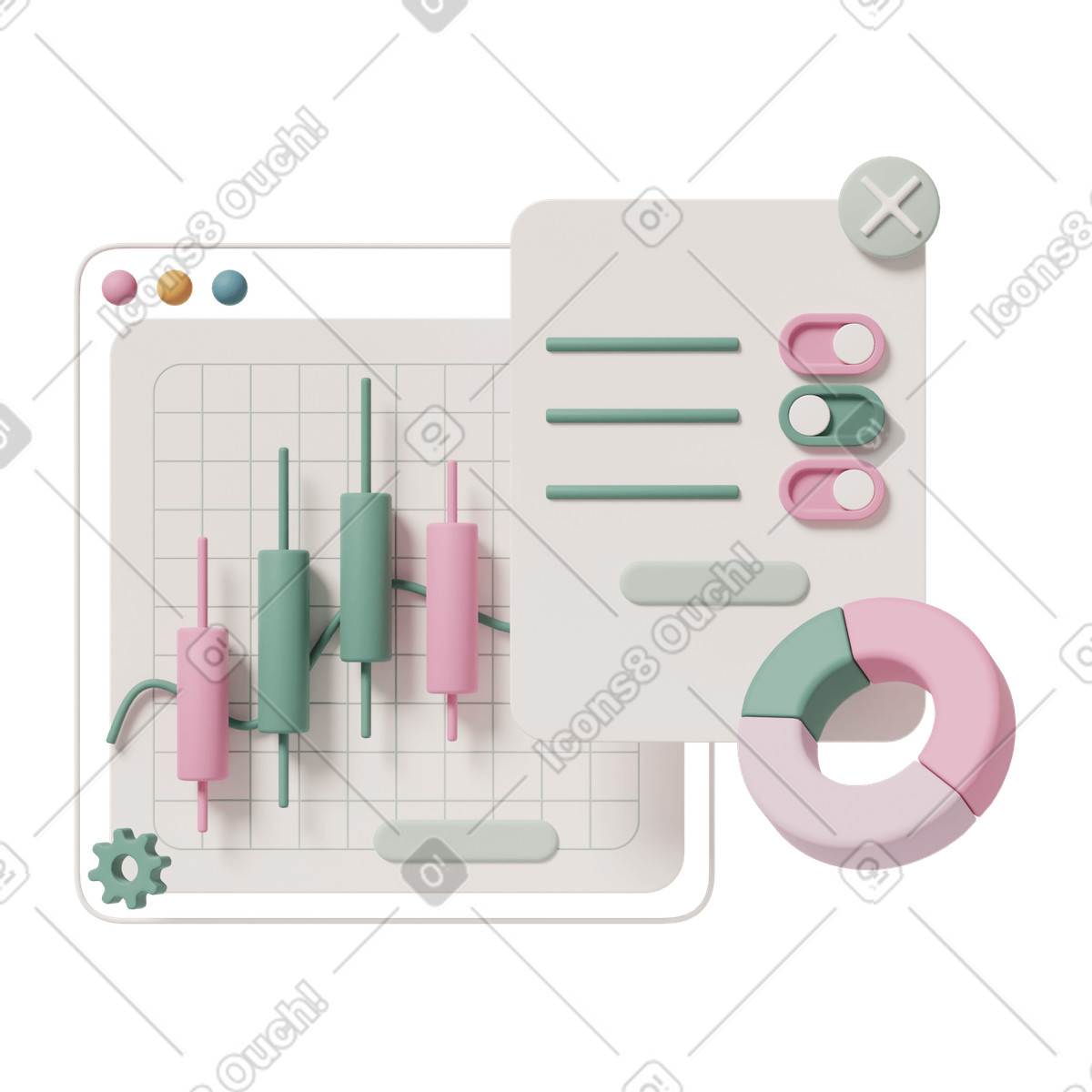 3D Casual life スタイルの Candlesticks chart のイラストをPNG、SVG形式でダウンロード