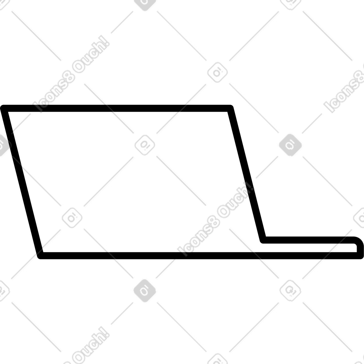Ilustración Laptop silhouette minimal screen outline with open keyboard base shape en estilo Notion Line Art a descargar en PNG y SVG