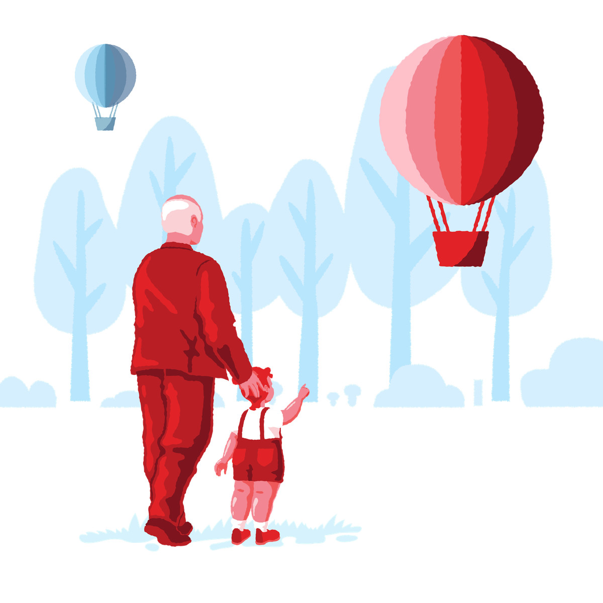 Illustration Hot air balloon flies away dans le style Cherry à télécharger aux formats PNG, SVG