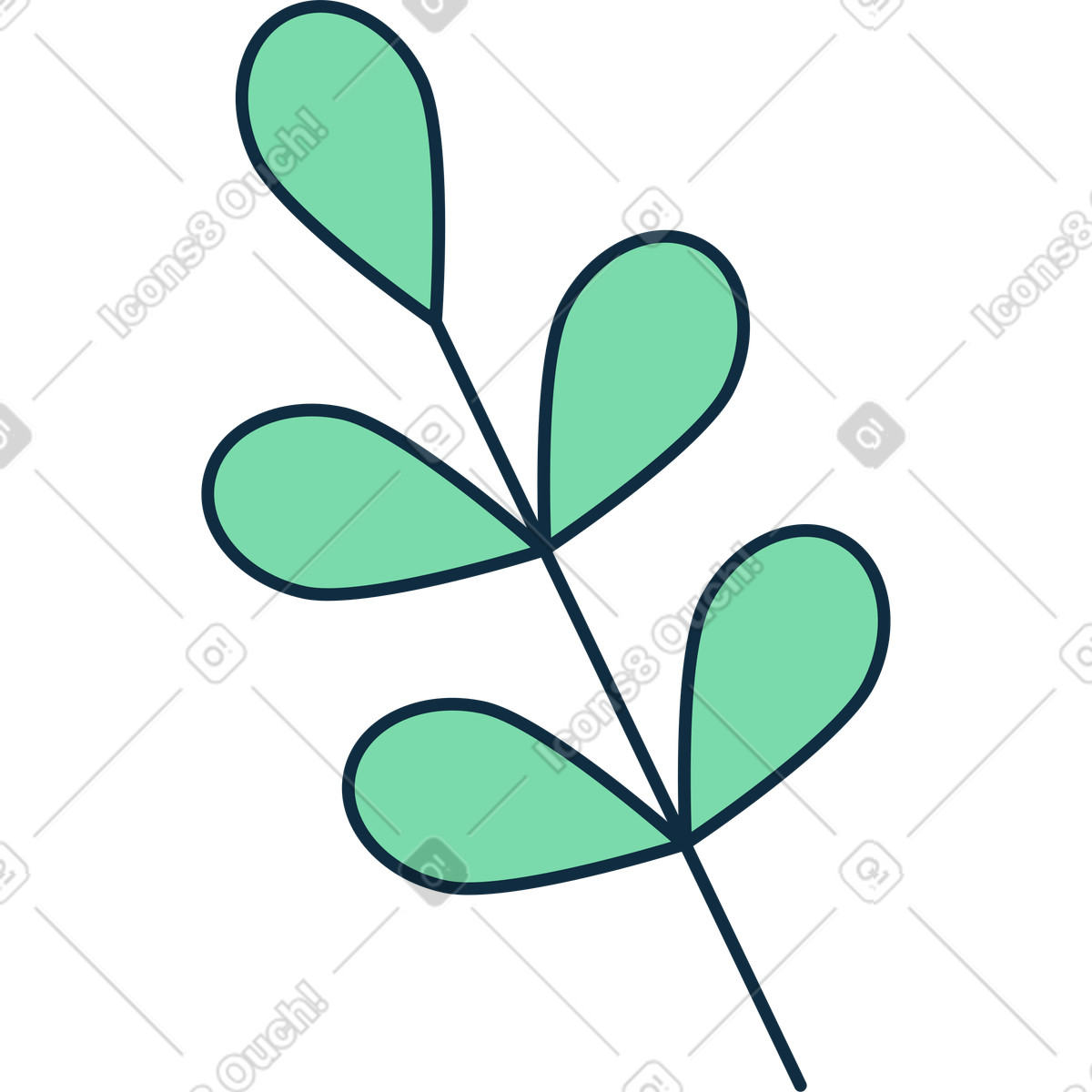 Branch with leaves illustration in Bubble gum style download in PNG, SVG