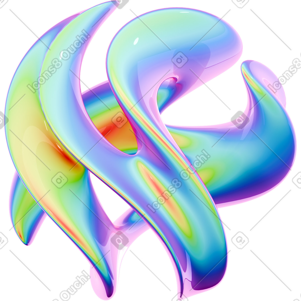 Illustration Forme abstraite arc-en-ciel dans le style 3D Crystex à télécharger aux formats PNG, SVG