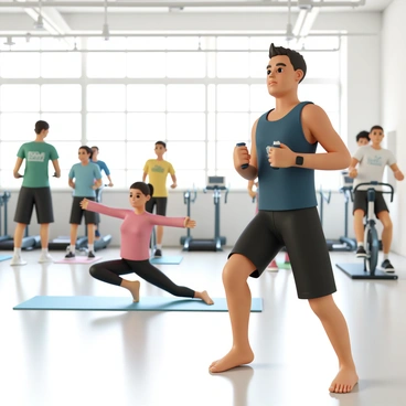 A vibrant gym scene with various people exercising in new balance athletic wear