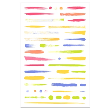 A sheet filled with examples of brush stroke patterns and textures
