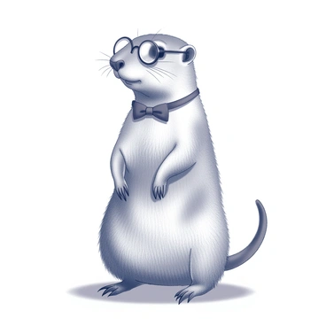 A prairie dog sitting upright on its hind legs. It is wearing a small, neatly tied bow tie around its neck. A tiny monocle is perched over one eye, giving it a sophisticated appearance. The prairie dog is set against a simple, unobtrusive background to highlight its features and attire. Its fur is textured, showing details of its coat, while its posture conveys confidence and charm.