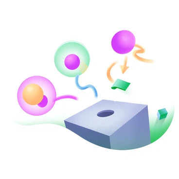 A modern pastel illustration depicting a "rubber ball" in motion, bouncing on a "concrete surface". The ball is shown at various stages of its bounce, with one image showcasing it at its peak height, another at the moment before it hits the ground, and a third just after it has made contact with the surface. The concrete is textured and gray, contrasting with the vibrant colors of the "rubber ball". Each stage of the bounce is connected by motion lines, emphasizing the energy and movement of the ball.