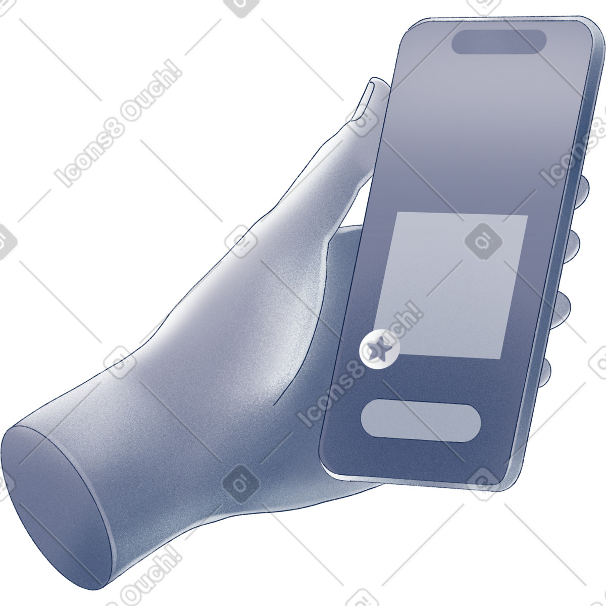 Hand holding phone illustrazione in stile Haze scarica in PNG, SVG