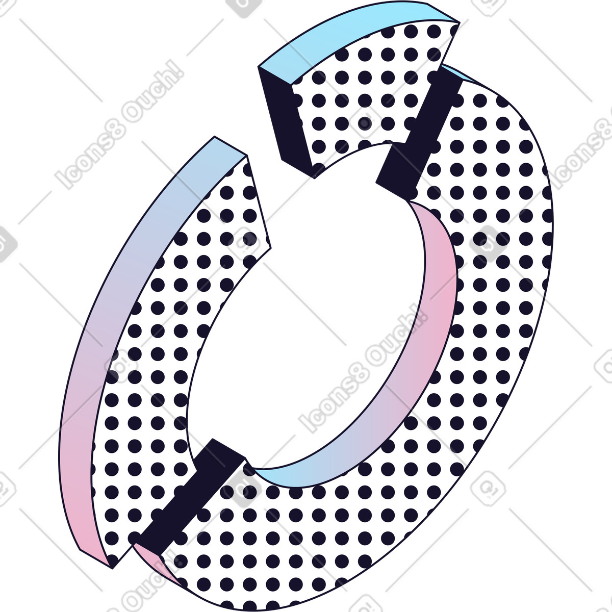 Donut diagram illustration in Node style download in PNG, SVG