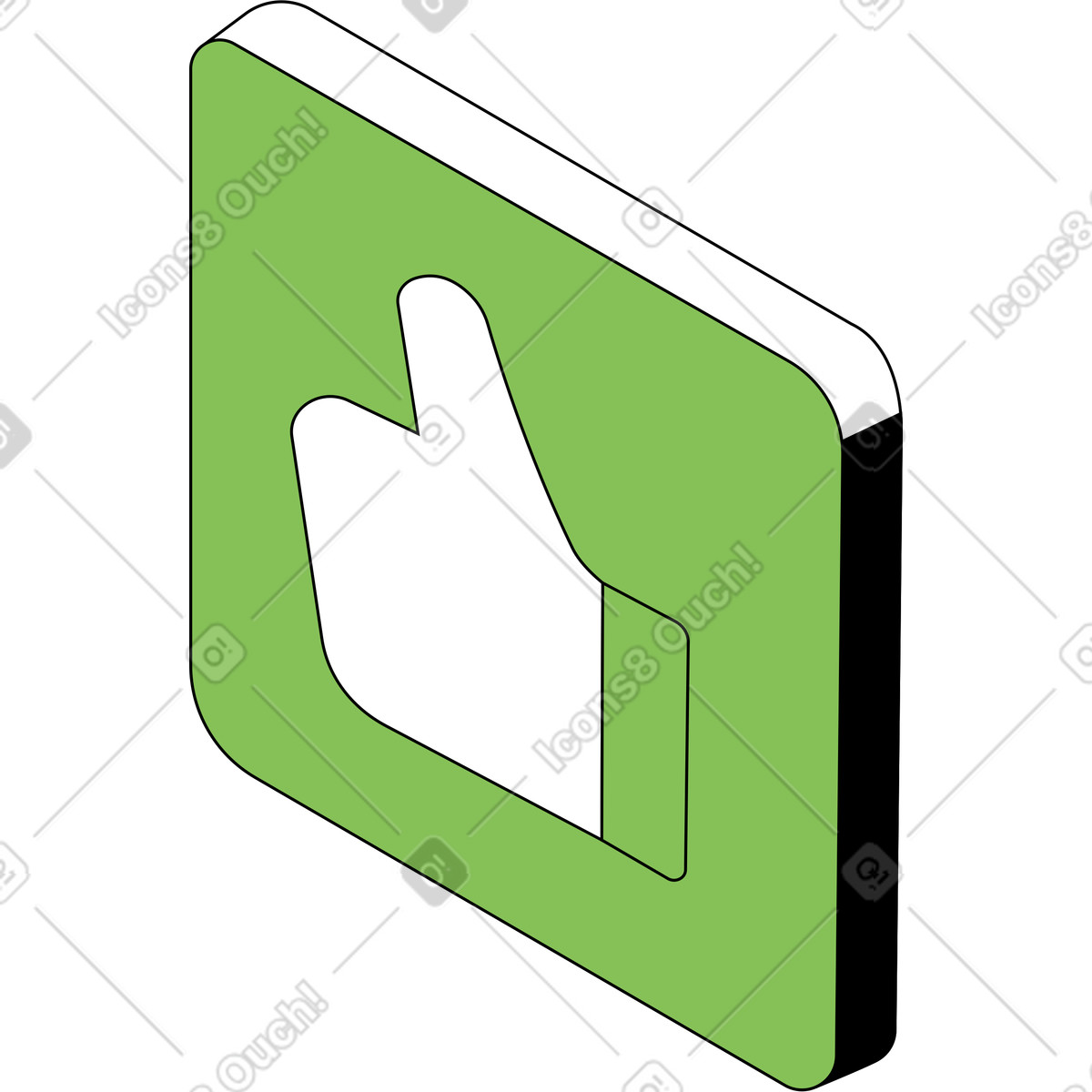 Isometric スタイルの Like icon in reсtagle のイラストをPNG、SVG形式でダウンロード