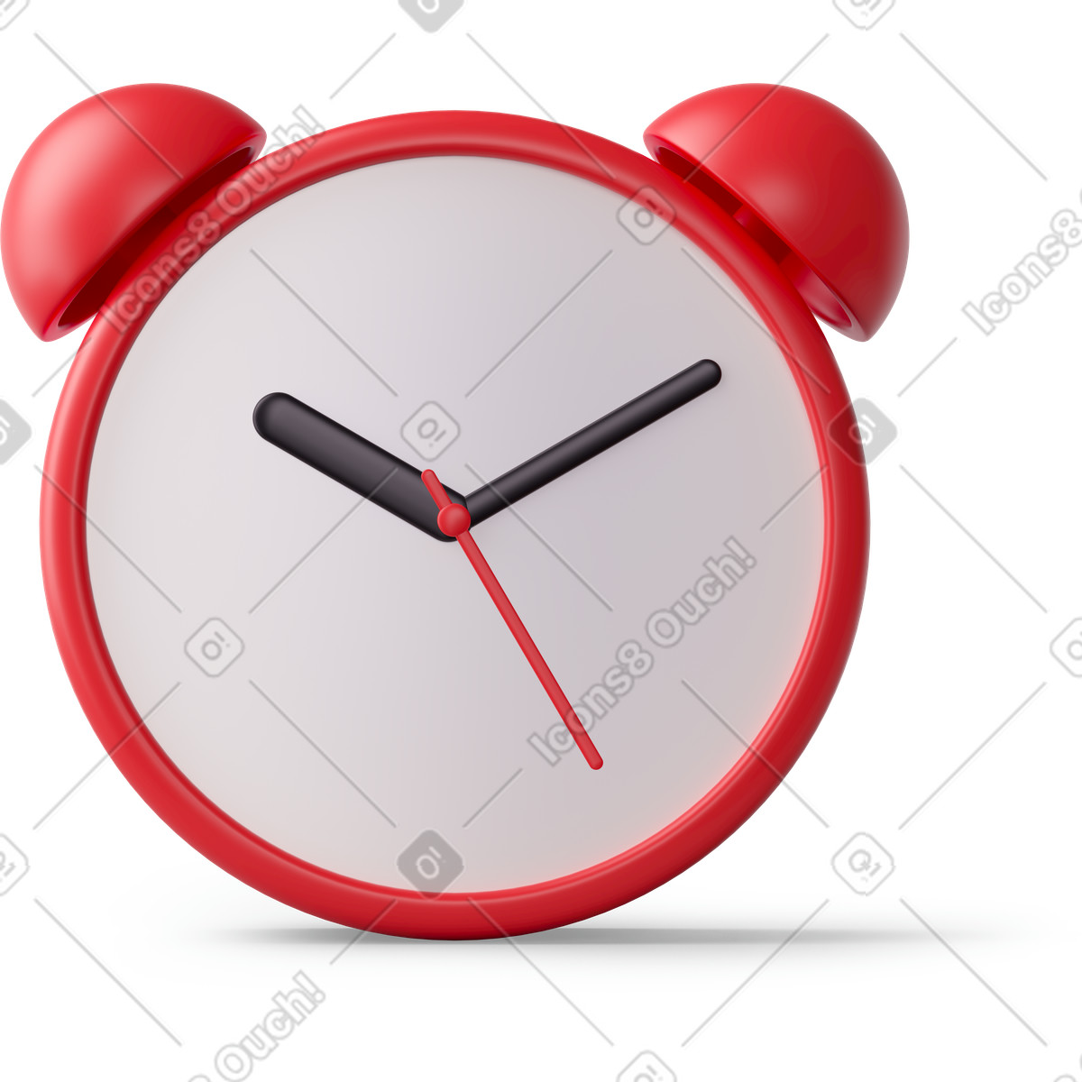 Red clock illustration in 3D Business style download in PNG, SVG