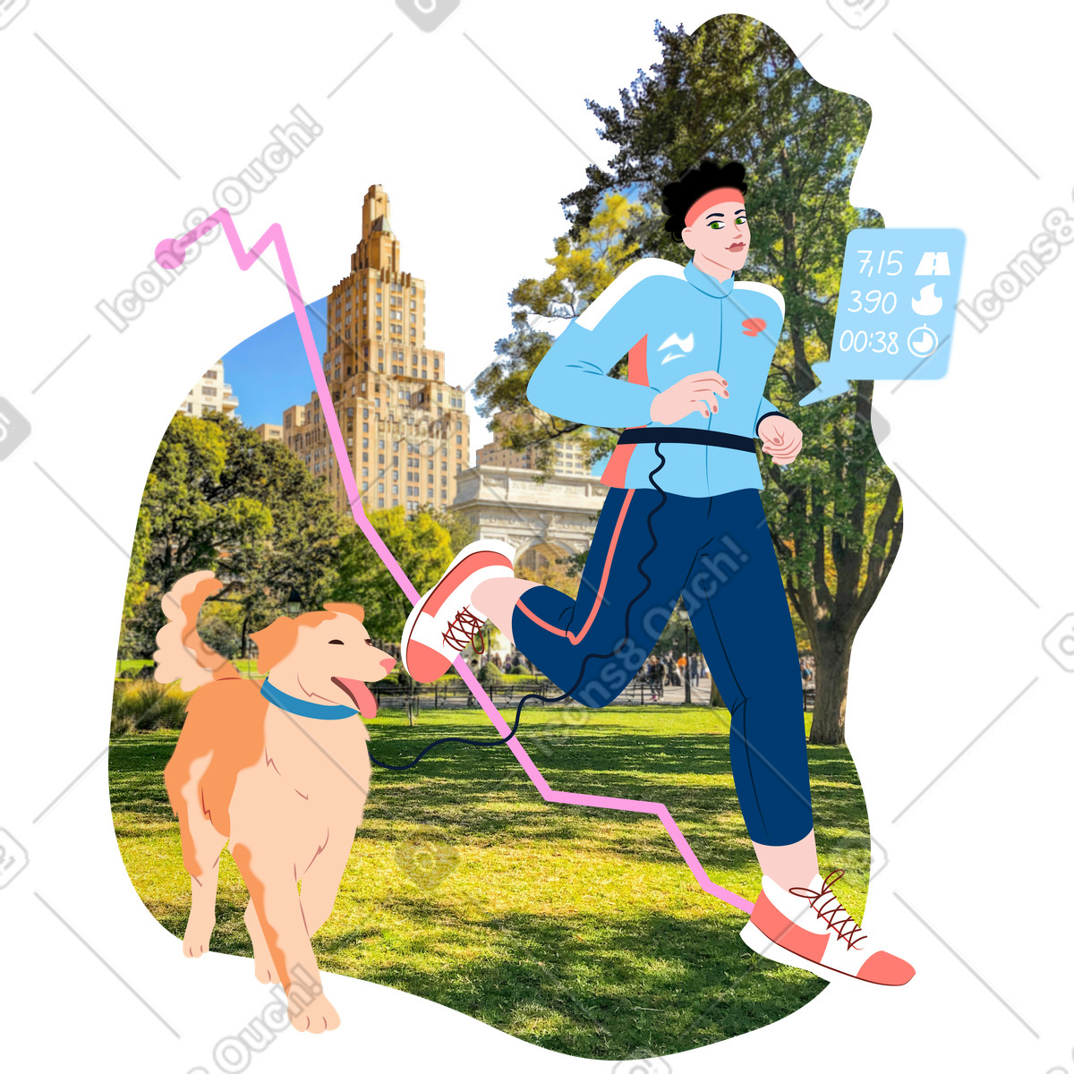 Young man running with a dog illustration animal clipart PNG download