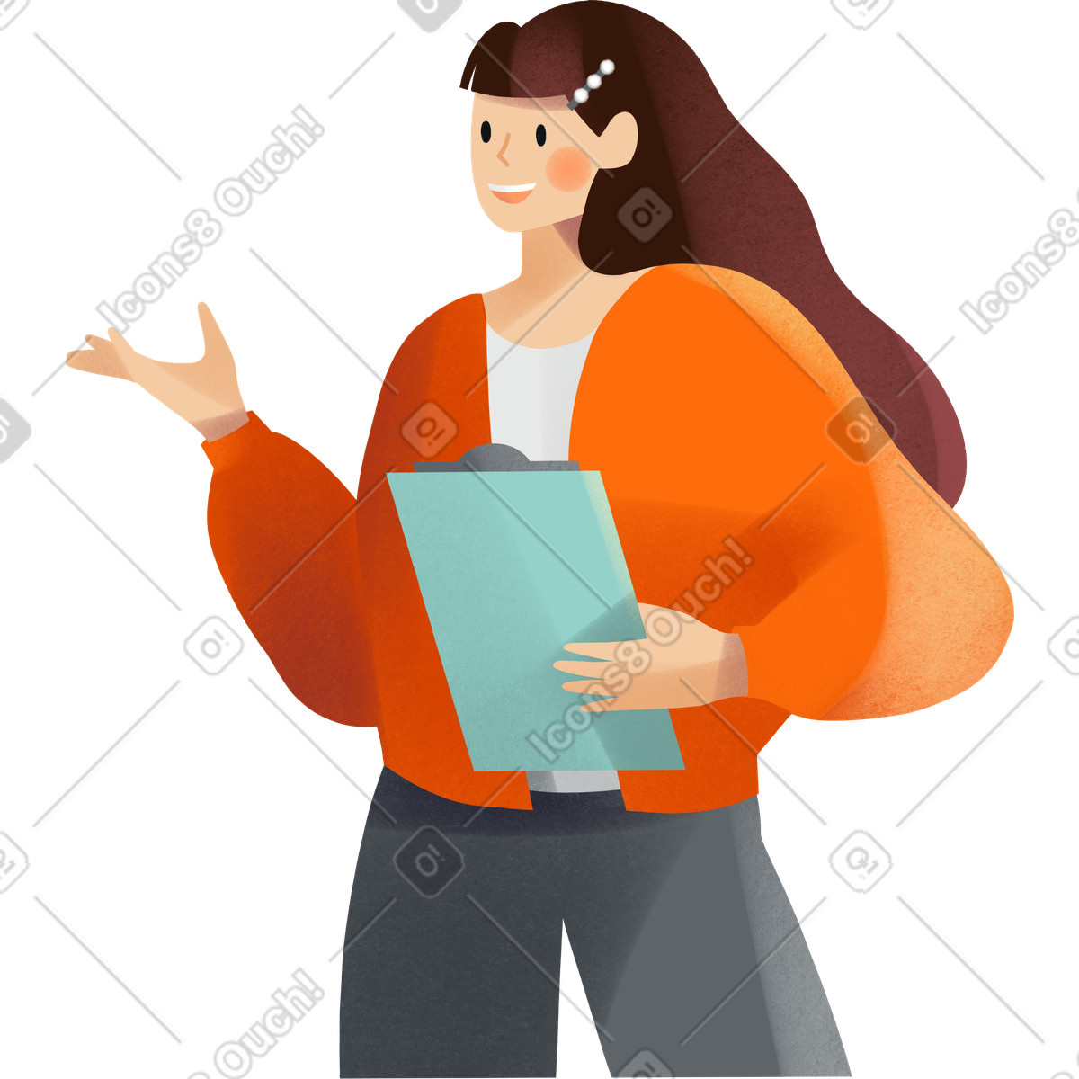 Иллюстрация Young woman with tablet в стиле Shine — скачать в форматах PNG, SVG