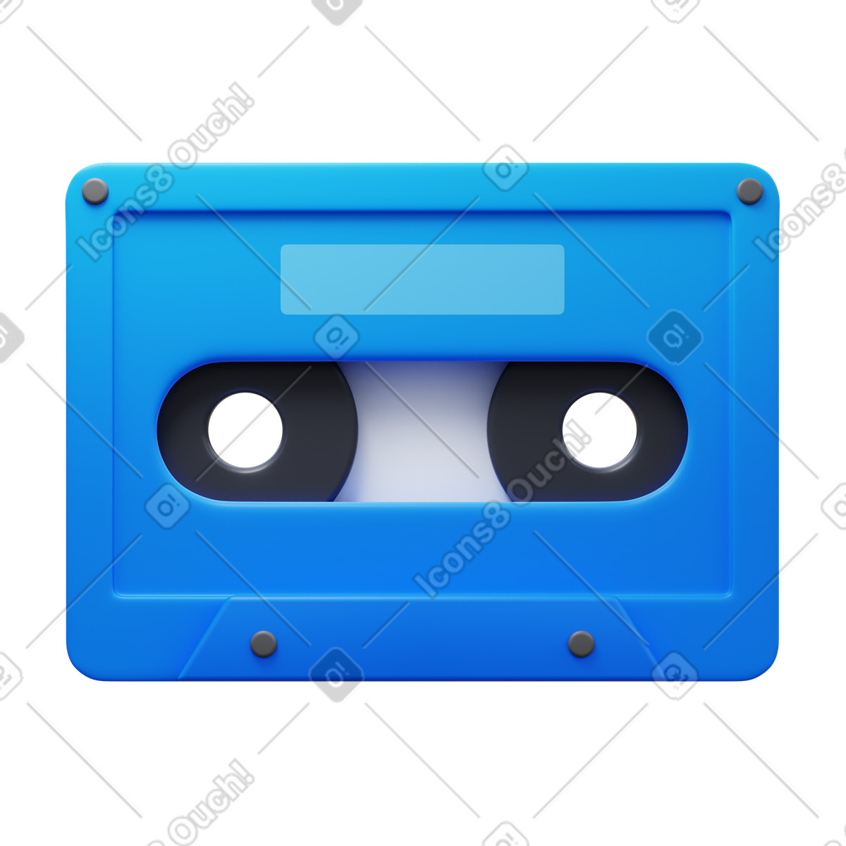 Cassette illustration in 3D Fluency style download in PNG, SVG