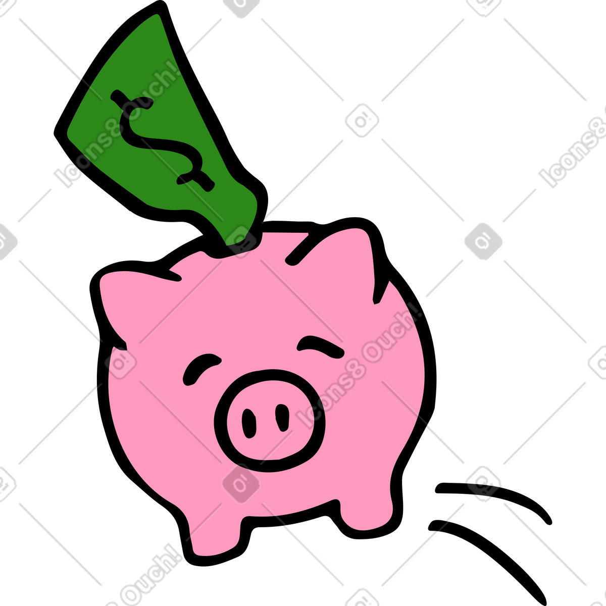 Illustration Tirelire avec un dollar dans le style Comic à télécharger aux formats PNG, SVG